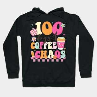 100 Days Of Coffee And Chaos 100Th Day Of School Teacher Kid Hoodie